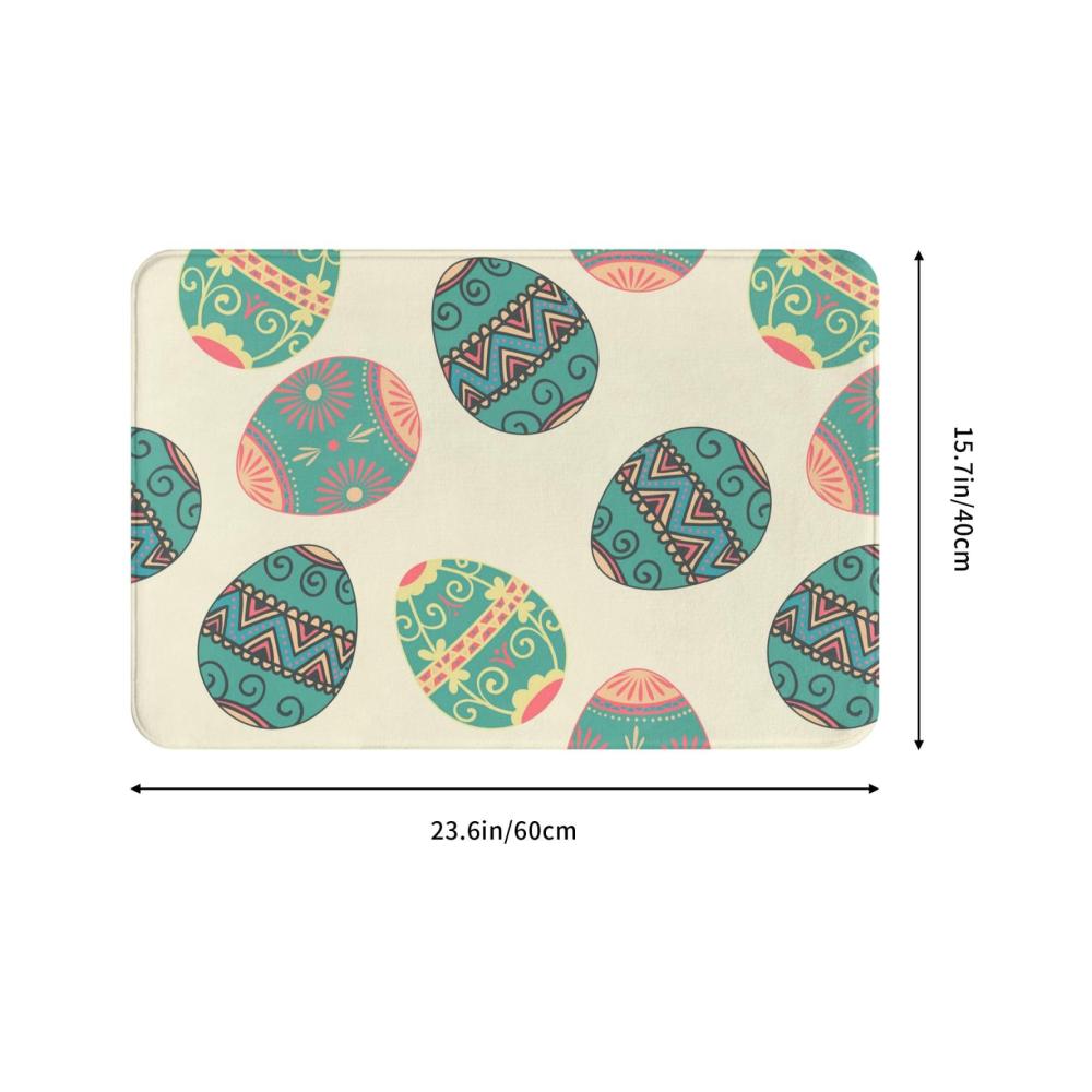 Erfrischende Flanell-Fußmatte Bunte Eier Ostern-Vibes Saugfähigkeit & Rutschfestigkeit für Innen & Außen. Ideal als Willkommensmatte & Badezimmerteppich. 60x40cm