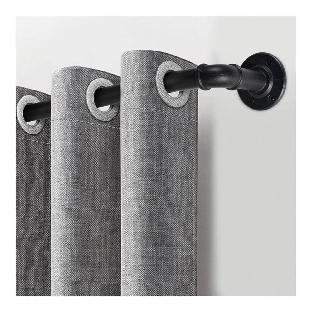 Industrie Vorhangstange Einzelstück Ausziehbare Metall Gardinenstange für Ösenvorhänge & Raumteiler - Verstellbare Fensterstange 80 cm - 218 cm - Stilvolle Lösung für industriellen Wohnraum