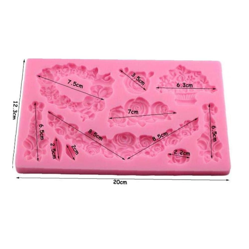 Erstellen Sie elegante Kuchenkreationen mit unserem Modellierwerkzeug-Set – DIY Rose Blumen-Kuchen Border-Silikonform für Barock Scroll Relief und mehr