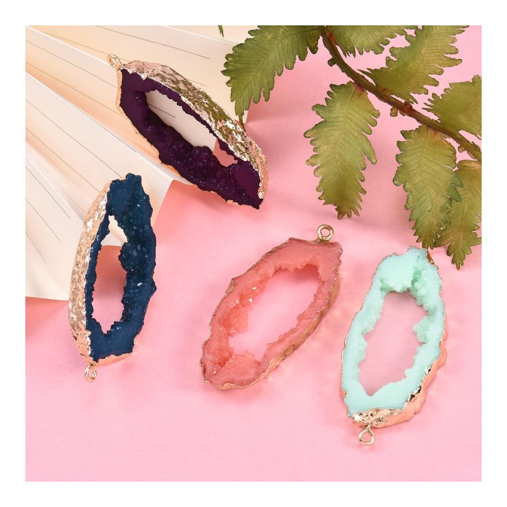Edler Druzy Achat Harz Schmuckanhänger - Handgefertigter Charm-Anhänger für Eleganz und Stil - Perfekt für DIY-Schmuckprojekte und Geschenke - Einzigartige Accessoires für jede Gelegenheit