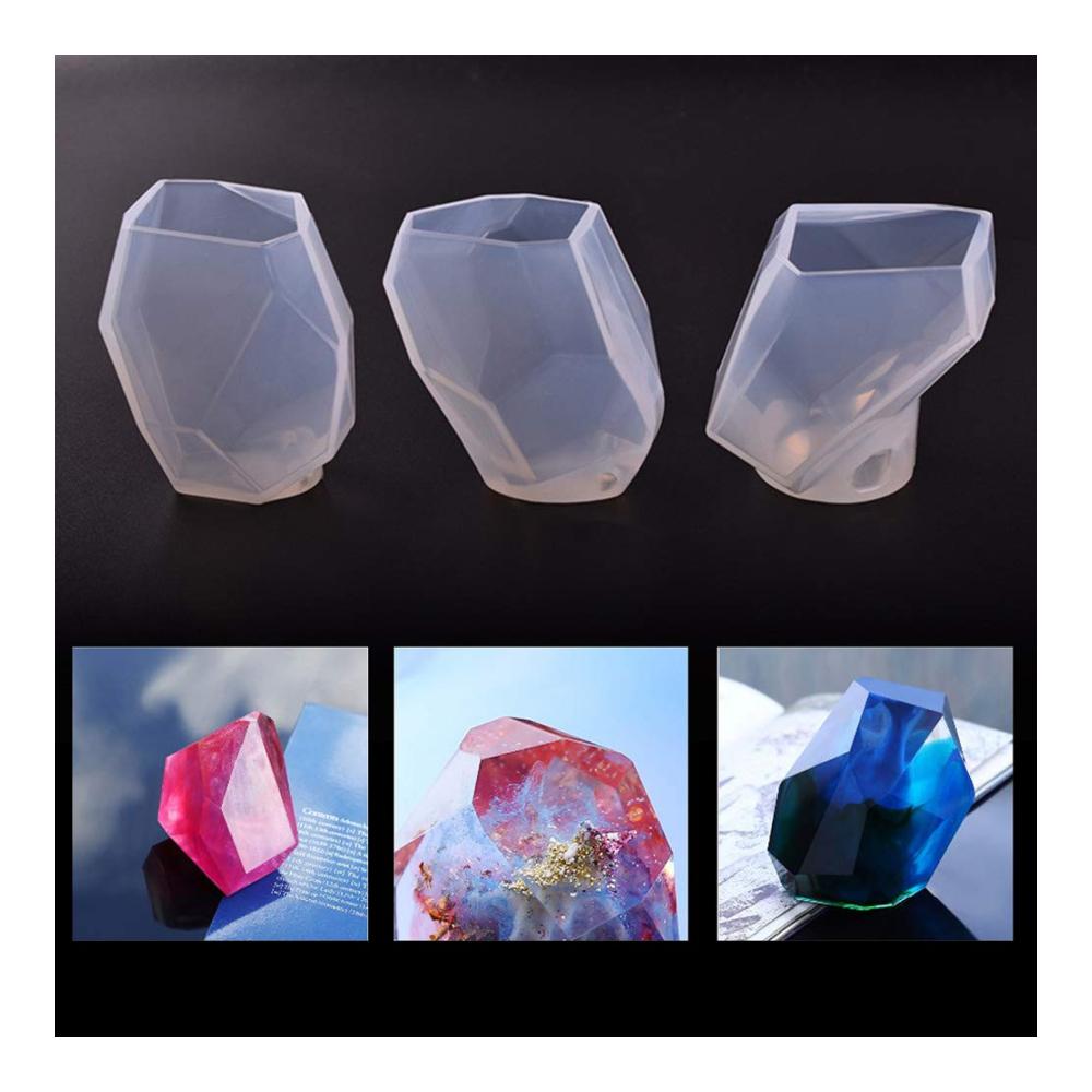Hochwertige Gießformen Set 3 Stück Edelstein Epoxidharz Formen für Kristallklare Multifacetten Schmuck Kerzen und Seifen Dekorationen - Silikonformen für kreative