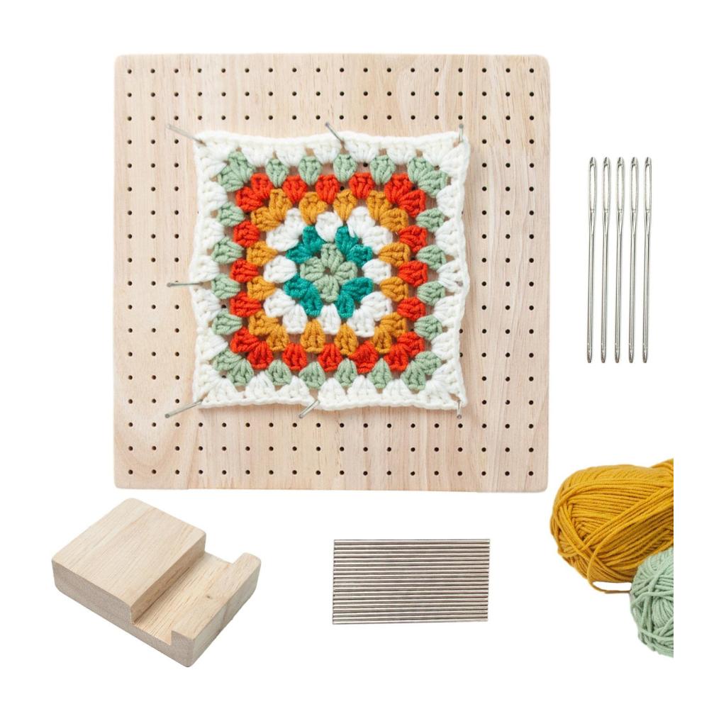 Nähsets Holz Sperrbrett für Granny Square | Strickbrett mit 324 Löchern | Häkelbrett für Großmütter Mütter & Freunde | Perfektes