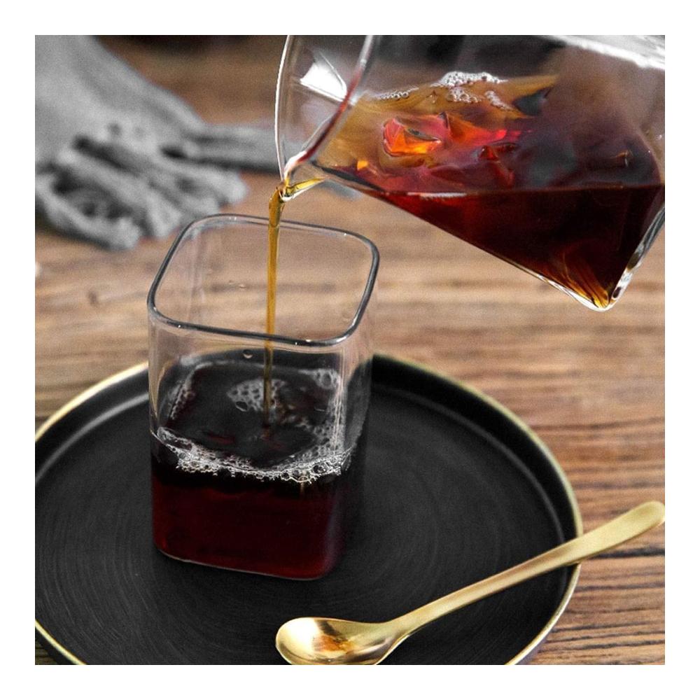 Glas Sauciere quadratisch 520ml - Handgefertigte Servierschale für Kaffee & Tee | Transparente Tropfform mit Thermo-Funktion | Elegantes Serviergeschirr für Genussmomente | Hervorragende Saucenpräsentation