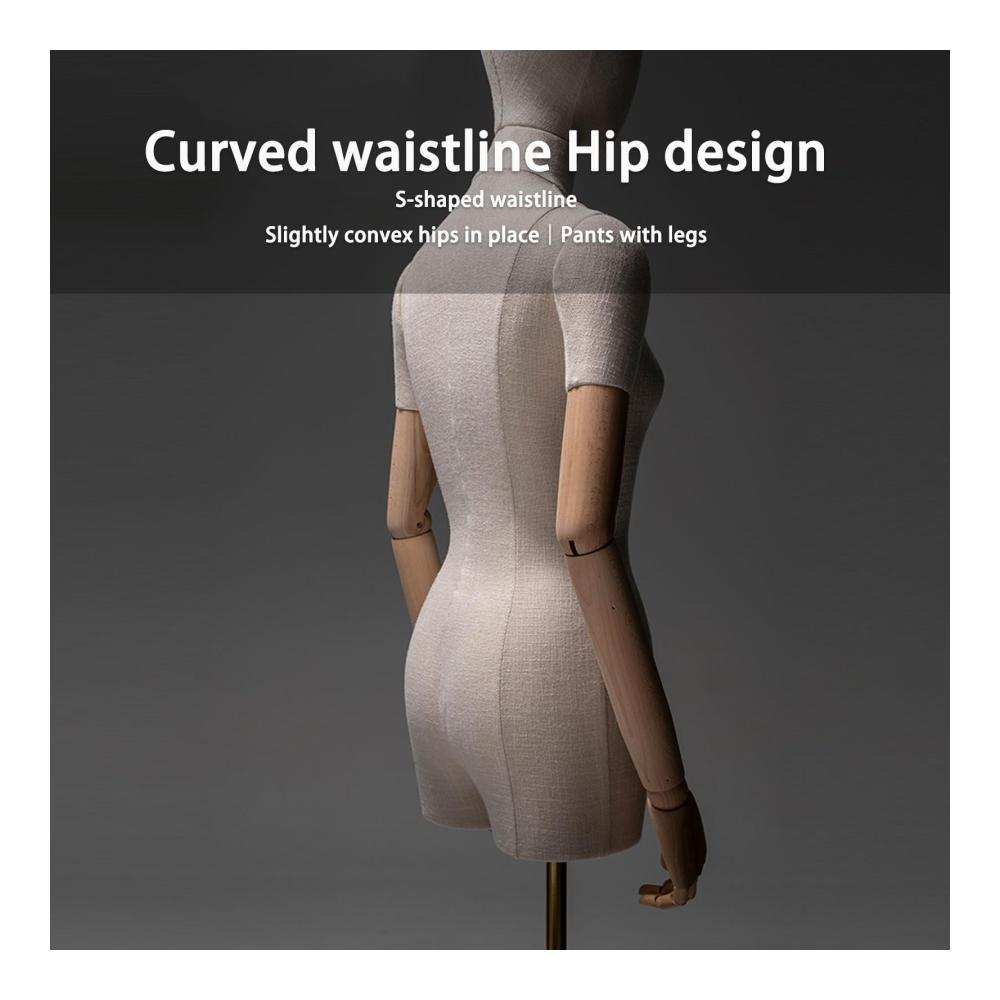 Entdecken Sie Eleganz Verstellbare Schaufensterpuppe mit 360° drehbarem Massivholz-Kopf und mechanischen Fingern. Perfekt für Boutiquen und Kleiderständer. Weiblicher Torso für stilvolle Bekleidungspräsentationen