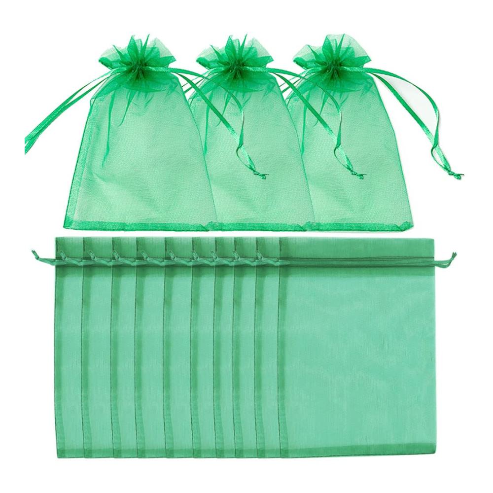 50 Stück Verpackungsbeutel Organza für Geschenke Schmuck und Obst – Grün 20x30cm