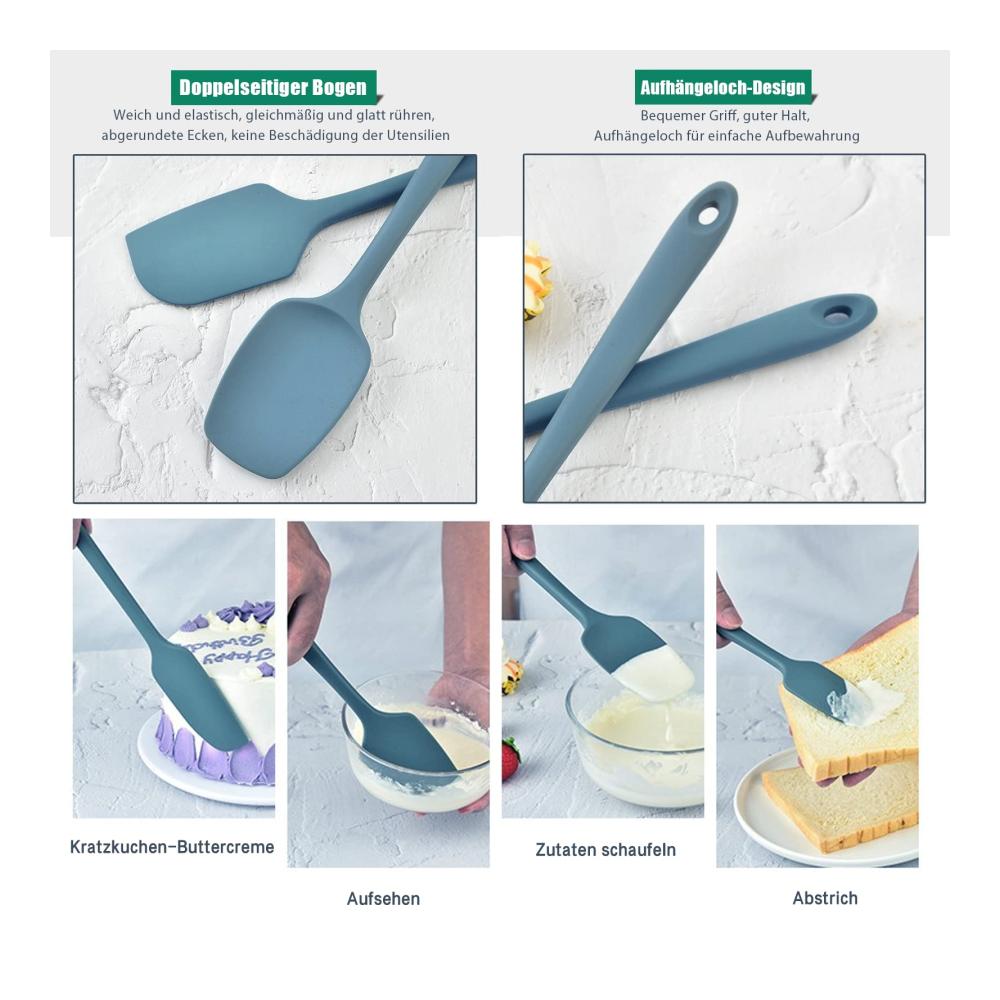 Entdecken Sie die Vielseitigkeit Premium Silikon Spachtel Set für Kochen Backen und Mischen - Hitzebeständige Gummispatel und Teigschaber - Küchenhelfer für perfekte Kreationen