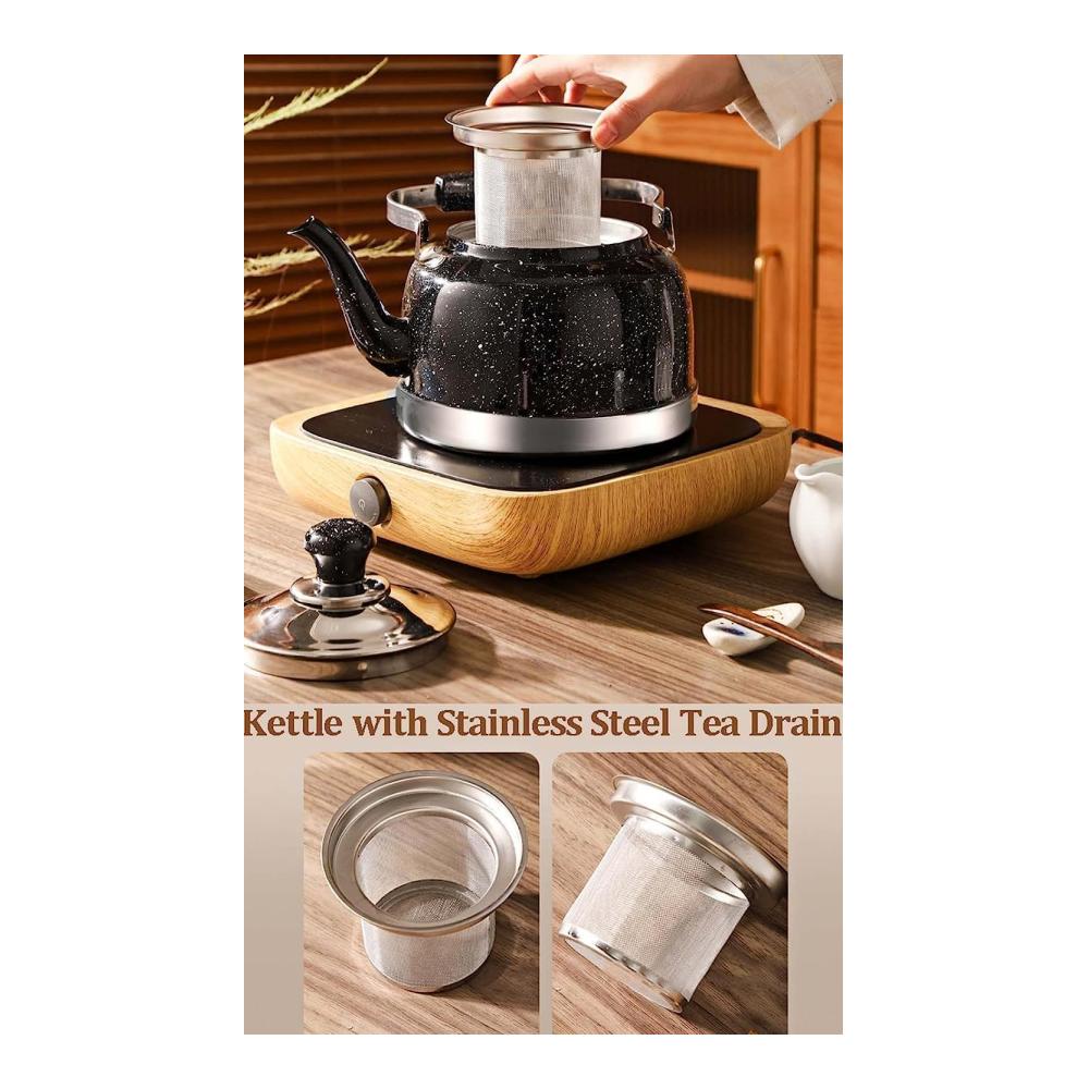 Edelstahl Teekessel 2L | Pfeifkessel für Induktionsherd | Universeller Wasserkocher mit Pfeifton | Robuster Herdkessel für Tee und mehr | Rotes Design
