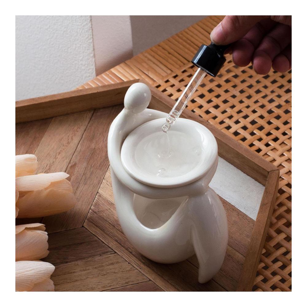 Keramik Duftlampe Aroma Diffuser & Teelichthalter | Ätherische Öle & Wachsschmelze Brenner | Schlafzimmer Dekor mit Human Body Shape | Duftwärmer Stövchen