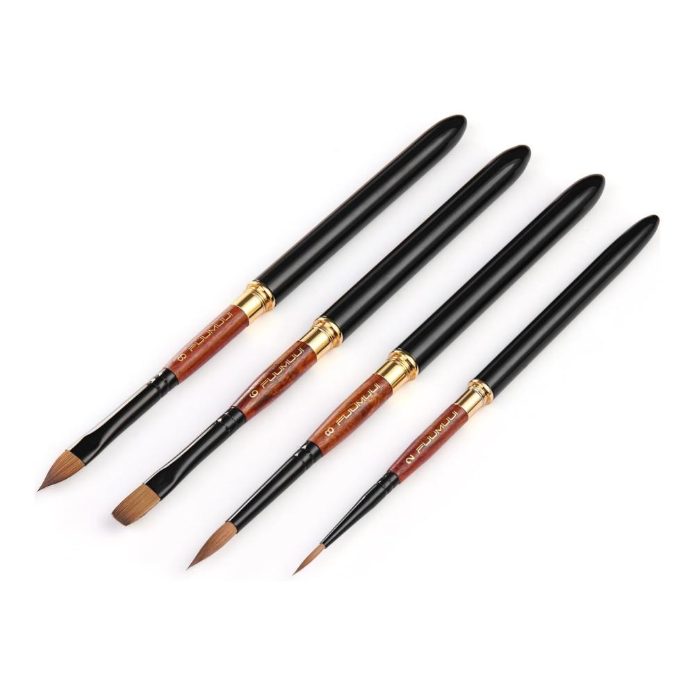 Hochwertiges Pinsel-Set für Aquarellmalerei - 4er Profi Rotmarder Reisepinsel mit Ledertasche | Perfekt für Wasserfarben | Hohe Farbaufnahme & Sprungkraft |