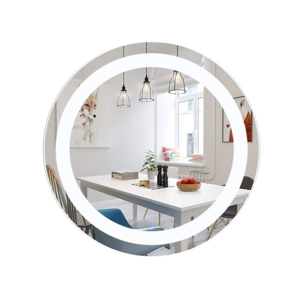 Wandspiegel mit LED-Beleuchtung für das moderne Badezimmer – Nordischer Stil rund 60 cm explosionsgeschützt & leicht zu reinigen