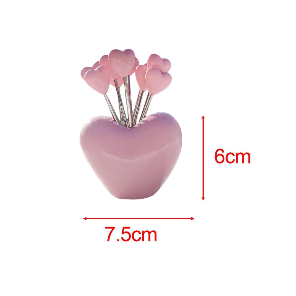 Essenspickgabeln aus Edelstahl - Dekoratives Partyzubehör für zu Hause - Niedliche Obstgabeln und Essenspicks - Rosa - Perfekt für Obstplatte und Snacks - 10er-Set