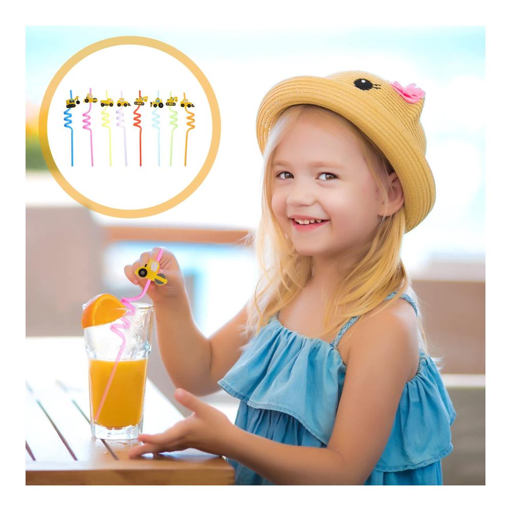 Party-Spaß 100 Strohhalme für Kinder mit Cartoon-Autos! Umweltfreundlich & BPA-frei. Perfekt für Geburtstage & andere Feiern