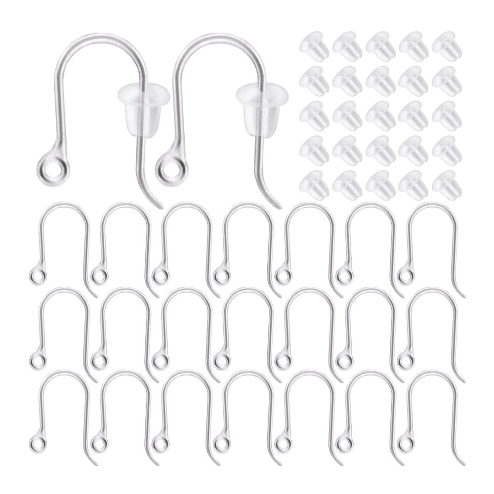 100er Set Ohrhaken & Stopfen für DIY-Schmuck Transparente Kunststoff Ohrringhaken mit Schlaufen & Ohrstopfen - Ideal für Eigenkreationen & Bastelfans