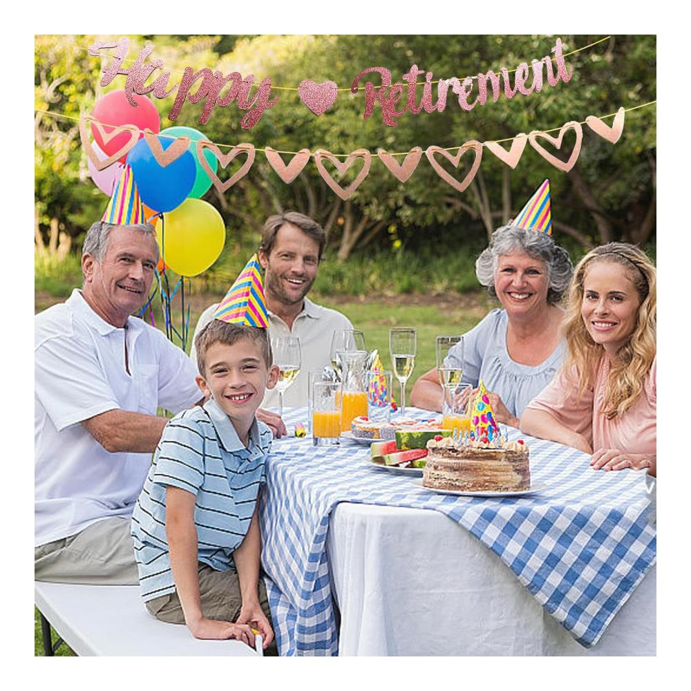 Personalisiertes Ruhestand-Banner – Roségoldenes The Legend Has Retired Banner mit Liebe Wimpelkette – Partyzubehörset für den perfekten Abschied – Individuelle Ru