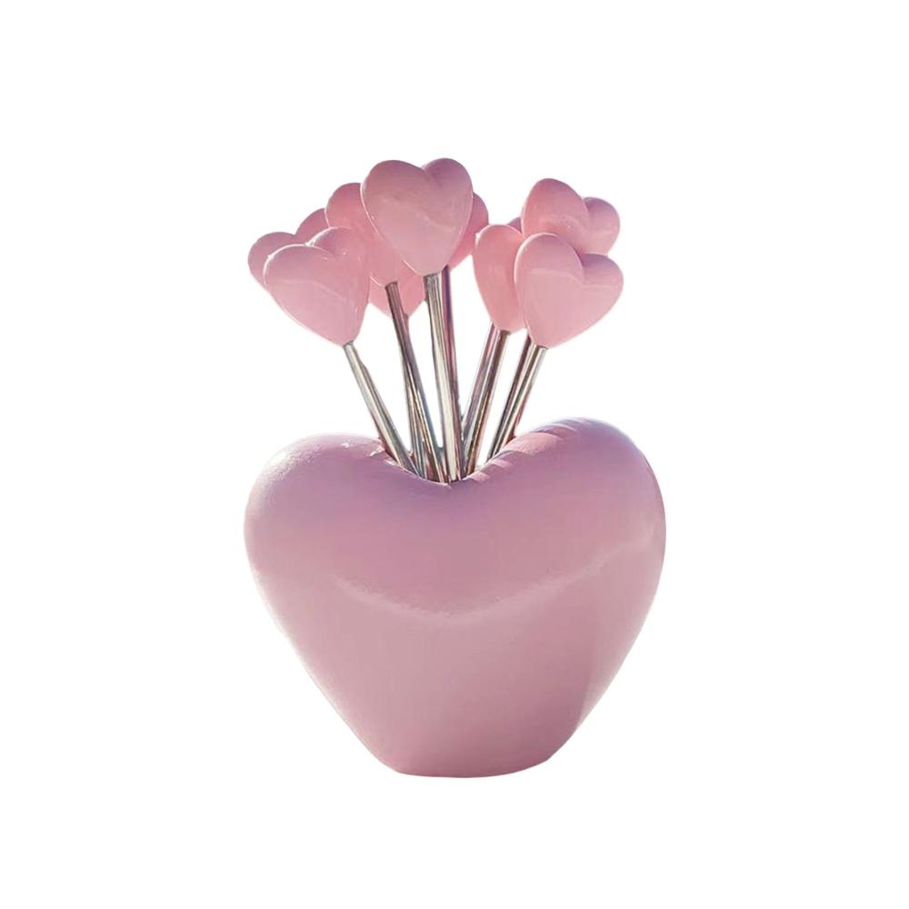 Essenspickgabeln aus Edelstahl - Dekoratives Partyzubehör für zu Hause - Niedliche Obstgabeln und Essenspicks - Rosa - Perfekt für Obstplatte und Snacks - 10er-Set