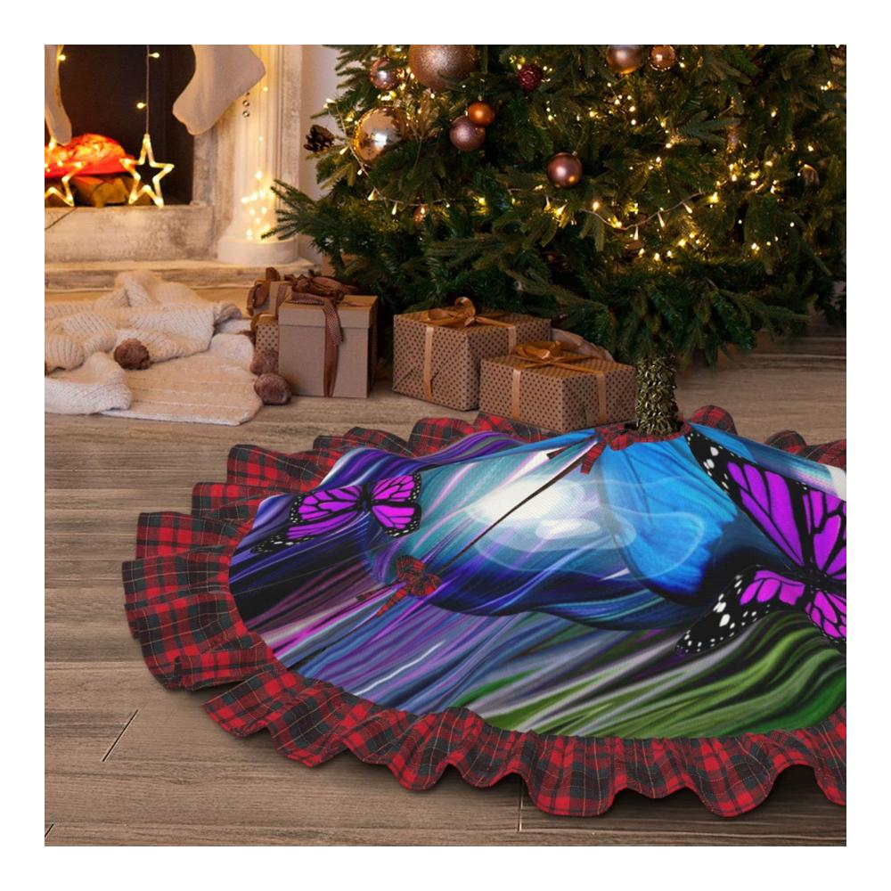 Personalisierte Weihnachtsbaumdecke & Matte – Schmetterling Design für drinnen & draußen | Perfekte Ergänzung für Zuhause Partys & Urlaubsdekoration