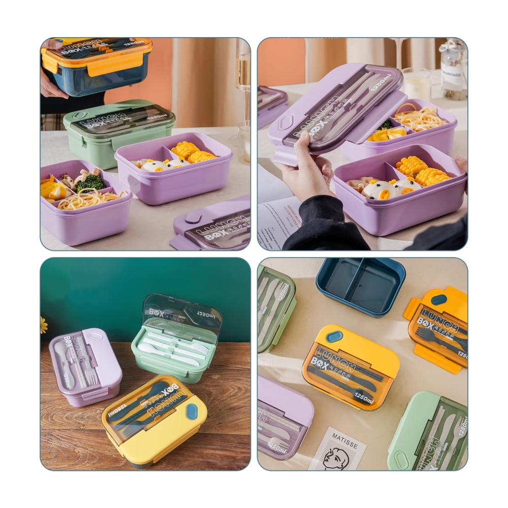 Entdecken Sie die Vielfalt 1250ml Bento Box für Kinder und Erwachsene – Praktische Lunchbox mit Fächern Besteck und Mikrowellen-Spülmaschinenfreundlichkeit – Perfekte Brotdose für Männer und Frauen