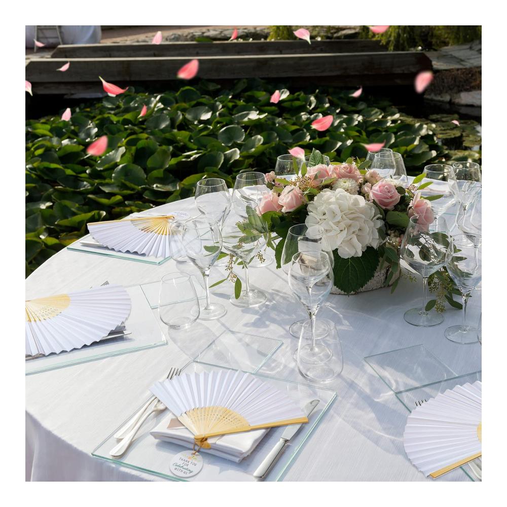 Erleben Sie Eleganz Personalisierte Hochzeitsfächer für unvergessliche Zeremonien und Sommerpartys - 60 Stück inklusive Beutel