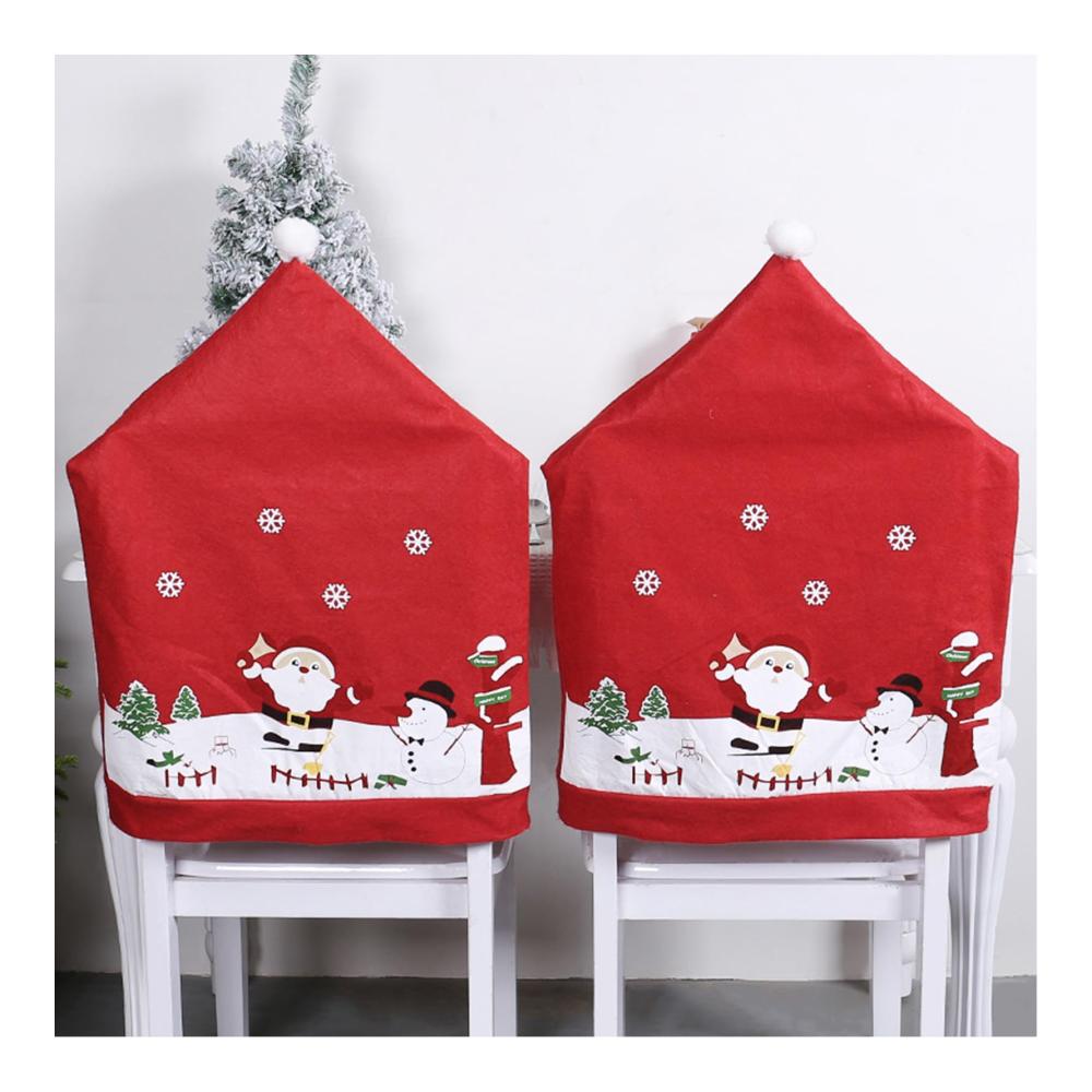 4er Set Niedliche Weihnachts-Stuhlhussen mit Roten Weihnachtsmannmützen für Festliche Esszimmer-Dekoration - Perfekte Hussen für Weihnachtsfeiern und Urlaubssitzungen - Robuste und Stilvolle Stuhllehnenbezüge
