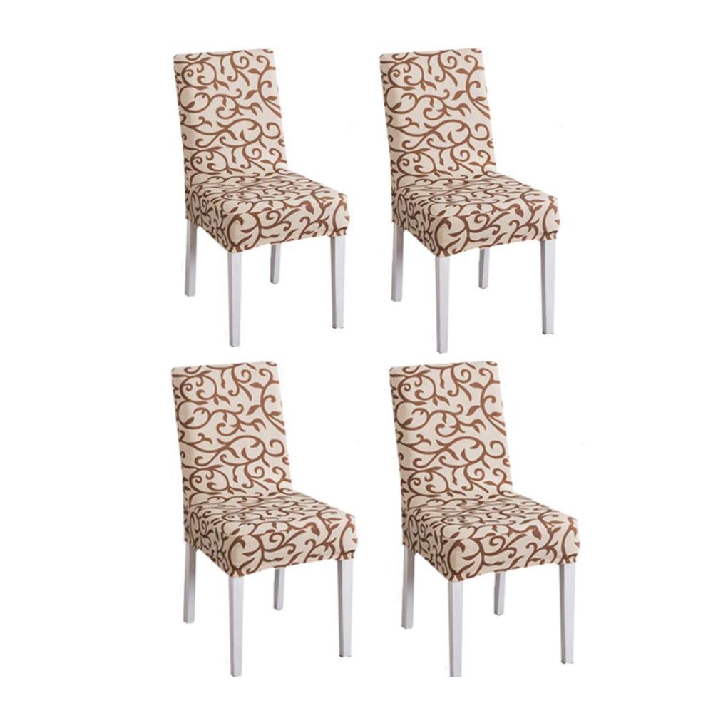 Elegante Hussen Set of 4 Champagner Freischwinger Stuhlhussen – Hochwertige bedruckte Stretch-Stuhlbezüge für stilvolle Sitzschutz. Knitterfrei & Waschbar. Perfekt für jeden Anlass