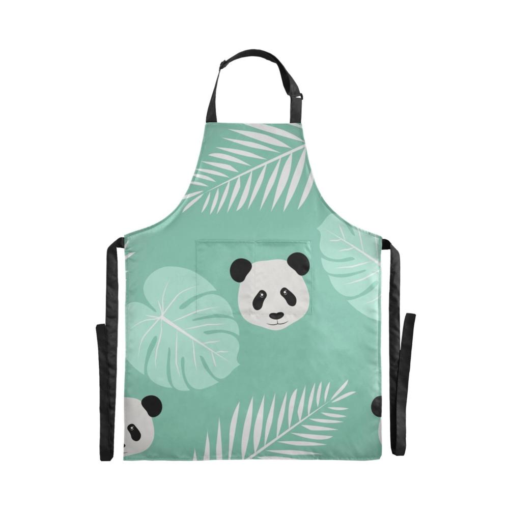Erleben Sie stilvolles Kochen mit unserer wasserdichten Schürze - Panda mit Blättern Design für Damen und Herren. Verstellbar und ideal zum Backen Gartenarbeit und mehr. A1201 88 x 68 cm