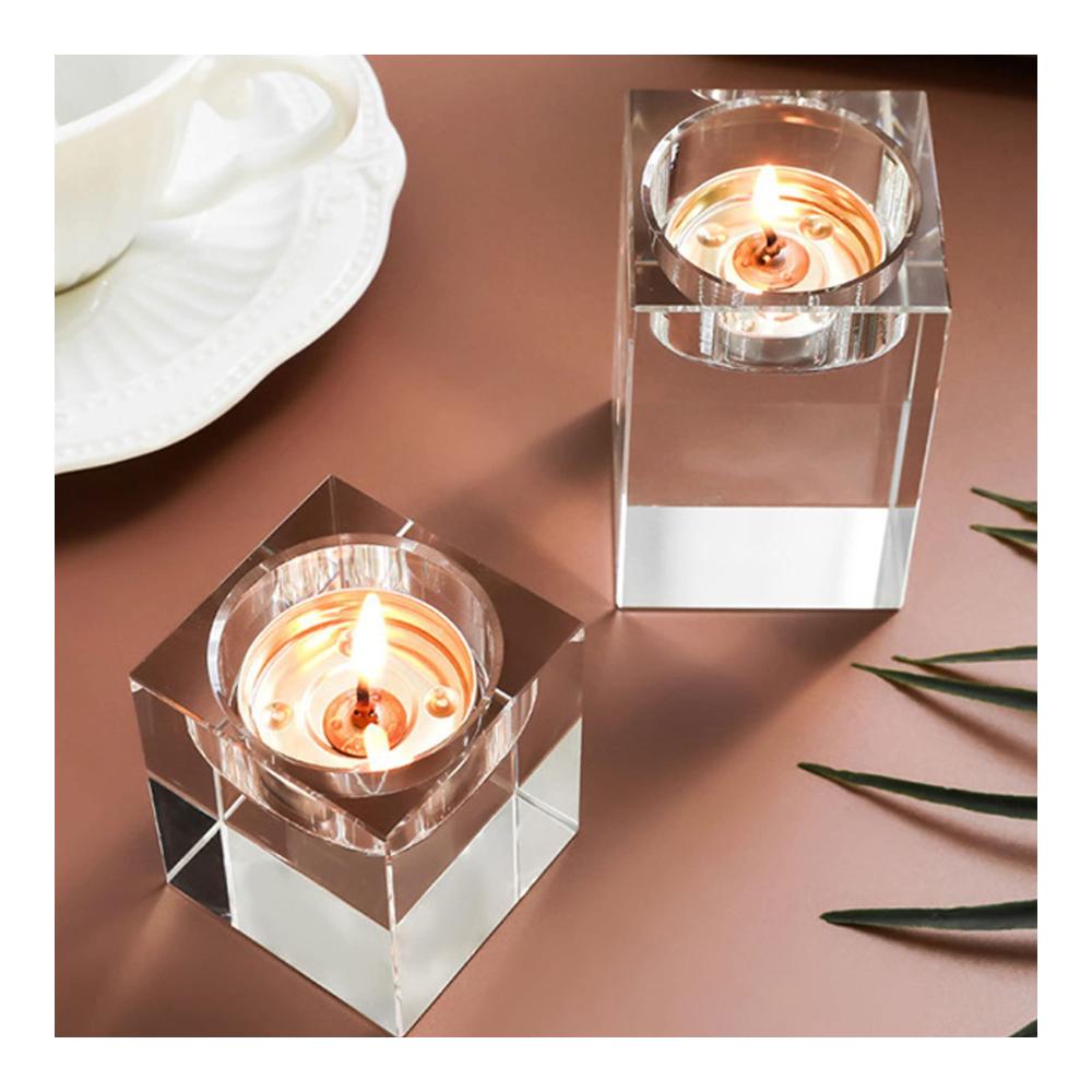 Glas Teelichthalter Set - Elegante Kerzenständer für Hochzeit Geburtstag & Weihnachten - Klarglas Dekoration - 4er Pack Kerzenhalter - Stilvolles Ambiente für jeden Anlass