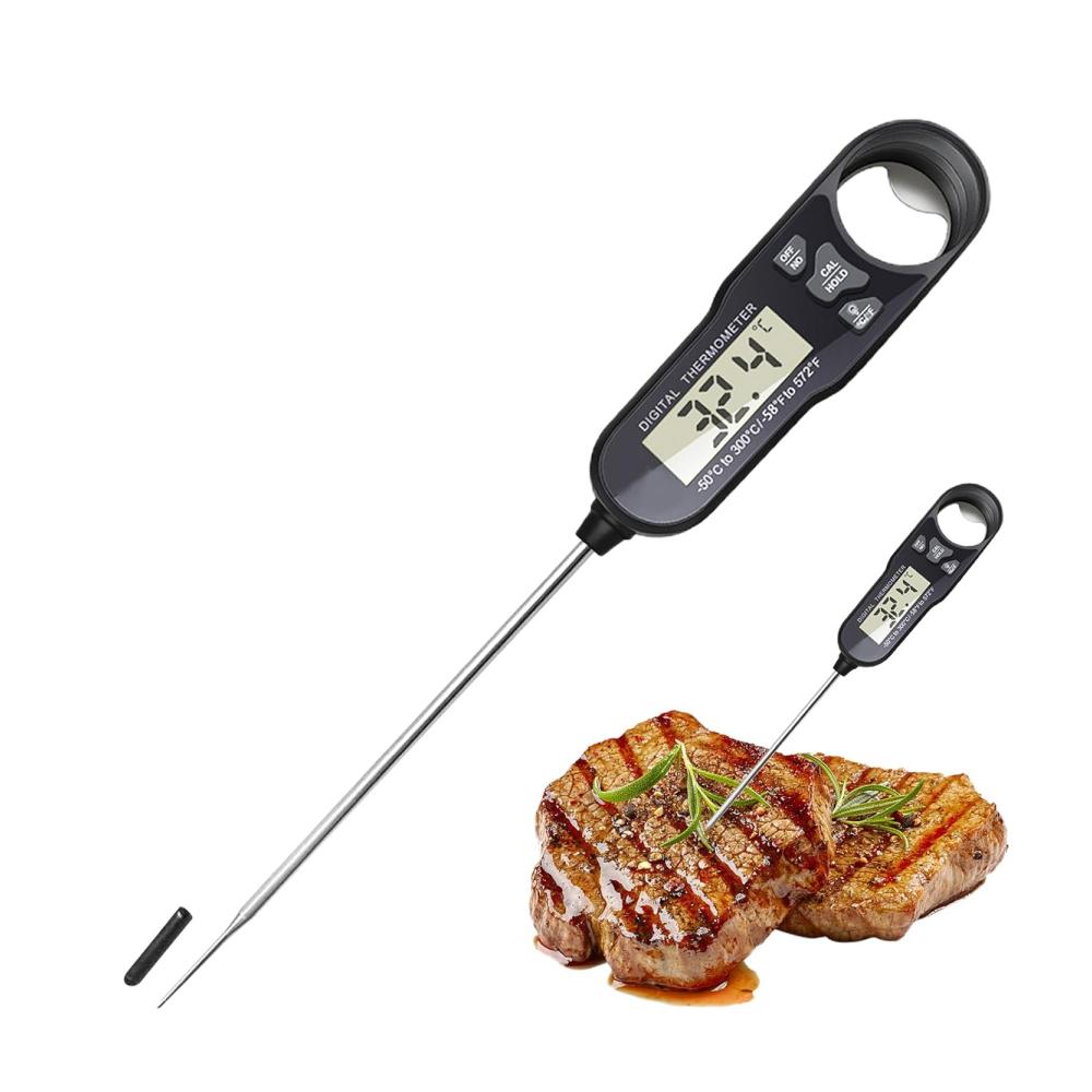 Digitales Bratenthermometer – Sofortiges Ablesen Edelstahl Küchenthermometer Wasserdichtes Instant-Read Messfühler für Kochen im Freien und Backofen Langlebiges Fleischthermometer