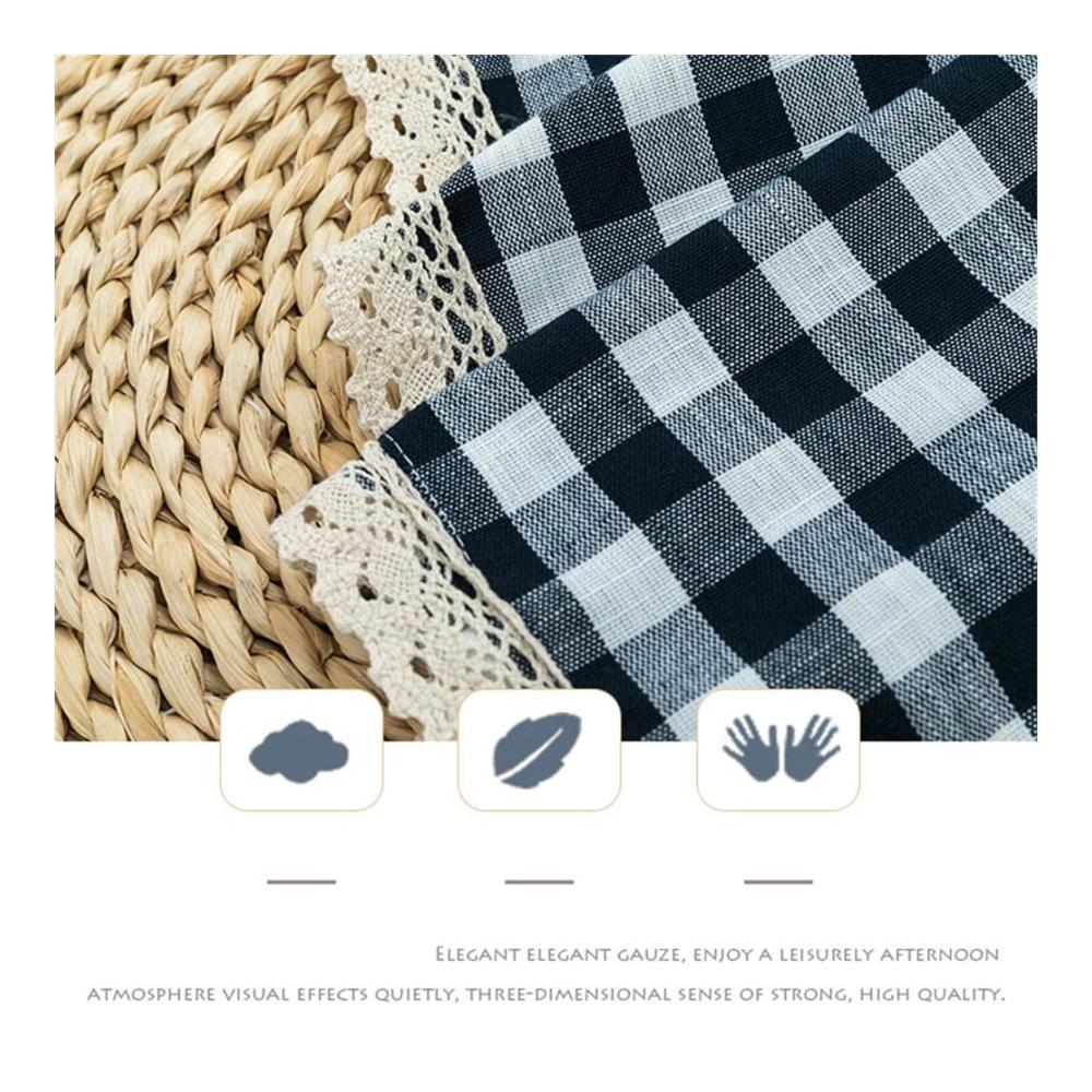 Hochwertige Scheibengardinen & Kurzstores für moderne Landhausküchen | Blickdicht & stilvoll | Kariertes Design in Marine | 135x60cm