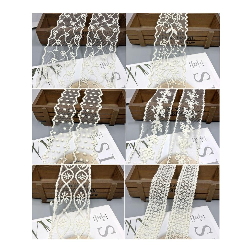 15 Meter Romantisches Vintage Spitzenband in Creme – Zierband mit Stickerei-Mesh für Tischdeko Hochzeit Nähen & Handwerk – Exquisites Dekoband mit 5cm Breite für stilvolle Kleidung Scrapbooking & Geschenke