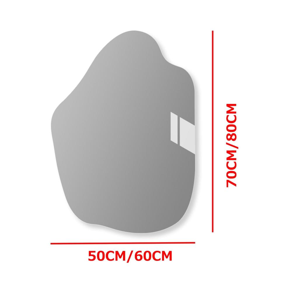 Exklusiver Wandspiegel 50x70cm – Moderner rahmenloser Bad- und Kosmetikspiegel – Stilvoll geschwungene Formgebung mit Wolkendekor – HD-Qualität 5mm Dicke – Sicherheitsglas