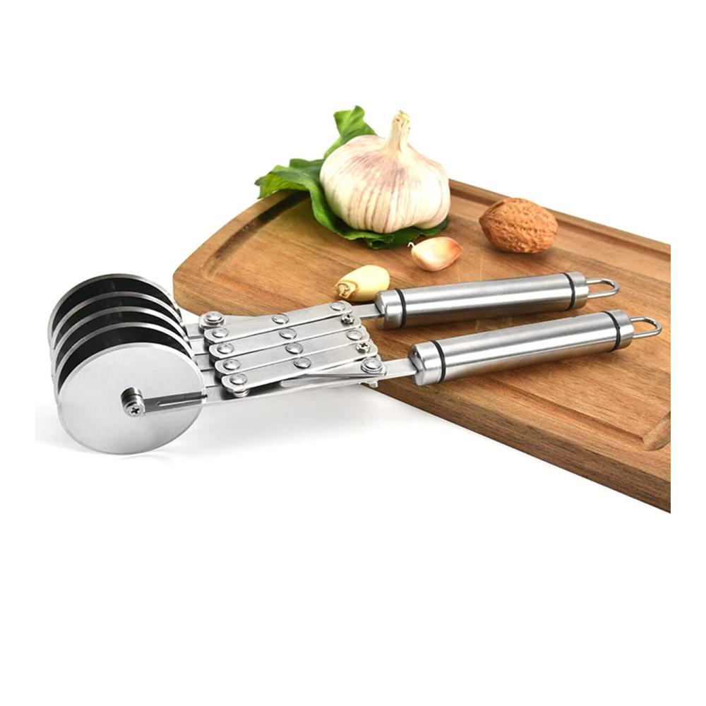 Entdecken Sie müheloses Schneiden mit unserem hochwertigen Pizzaschneider! 5-Rad-Design für präzise Teig- und Gebäckteilung. Robuster Edelstahl bequemer Griff - der perfekte Küchenhelfer