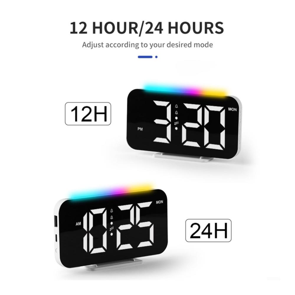Entdecken Sie den ultimativen Komfort Digitaler Wecker mit RGB-Beleuchtung für den Nachttisch - 160 x 255 x 86 mm LED-Spiegeluhr und USB-Ladeanschluss - 10 Modi RGB-Nachtlicht 8 Farben LED-Anzeige. Machen Sie Ihren Morgen strahlender
