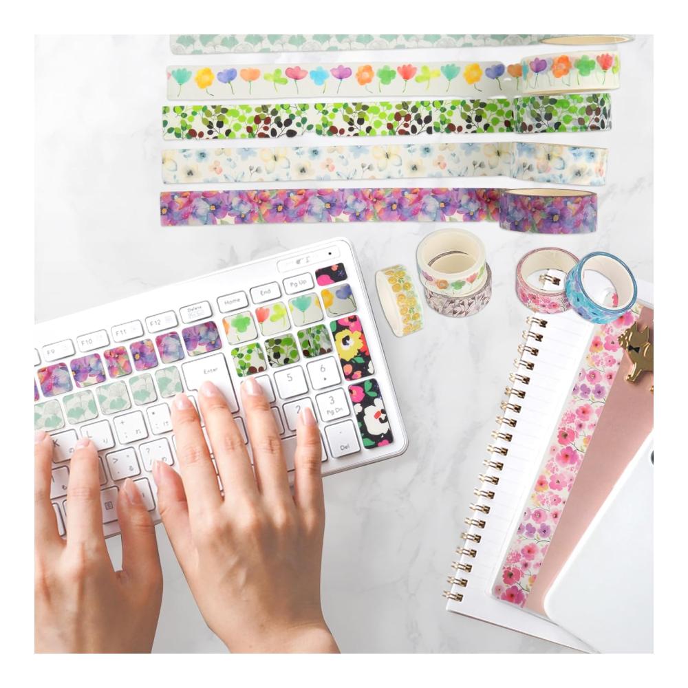 Entdecken Sie Kreativität mit Stil 18 Rollen Blumen Washi Tape Set - Bunte Klebebänder für einzigartige Bullet Journals DIY-Handwerk und Planners - Dekoratives Masking Tape für Scrapbooking und mehr