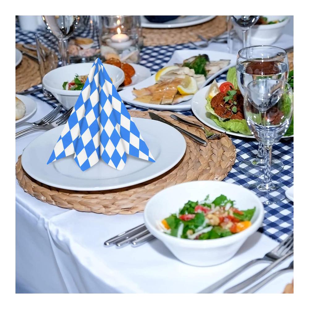 Servietten Wentsent 40 Stück Oktoberfest Bayrisch Motivservietten Blau-Weiß Kariert für Bierfest & Gastronomie 33x33cm - Deko Tischdeko Party