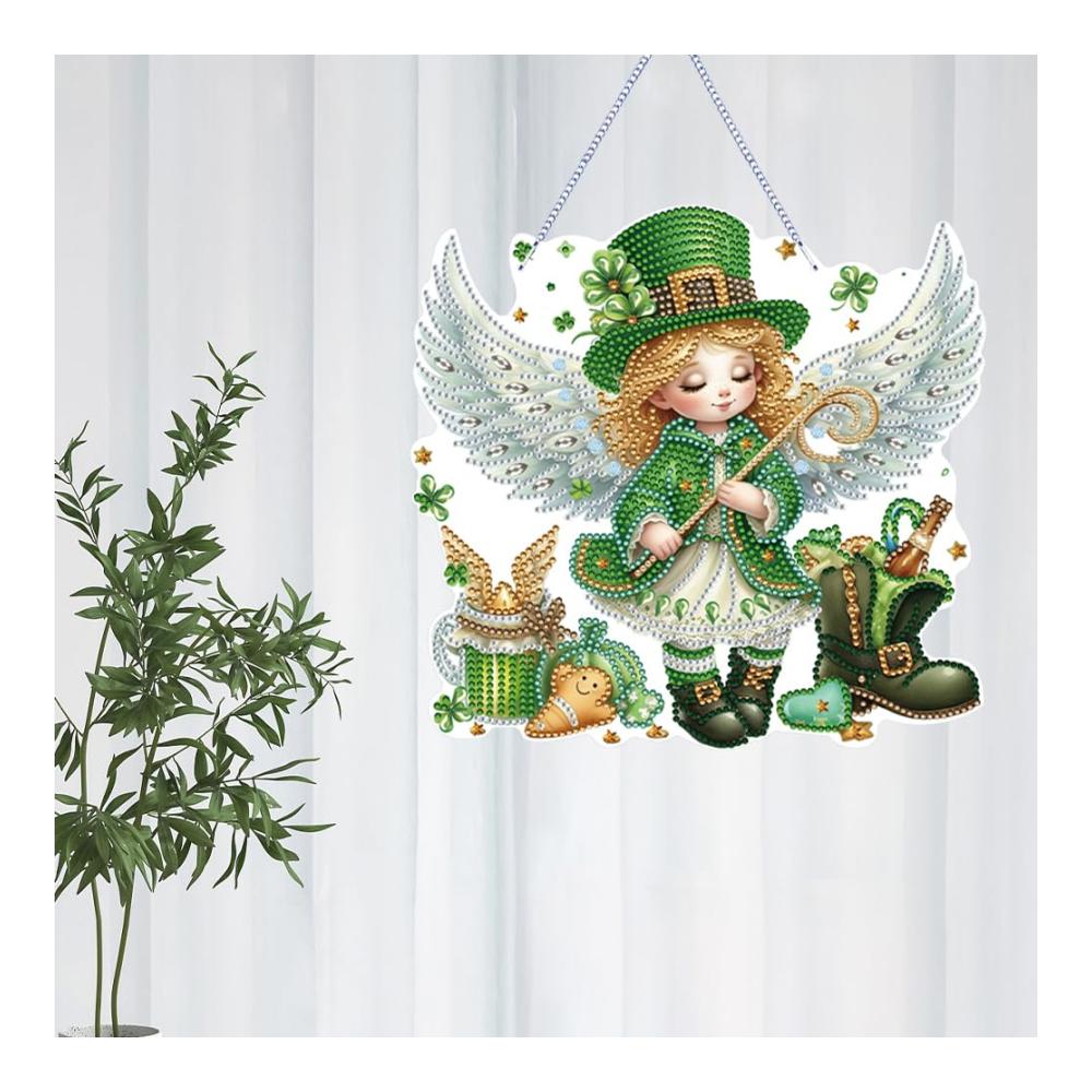 5D DIY Diamant Malerei Sets Acryl Diamant Kunst Hängeanhänger Klee Engel Kristall Hänger für Zuhause & Gartenfenster Dekoration - Inklusive Punkte Anhänger