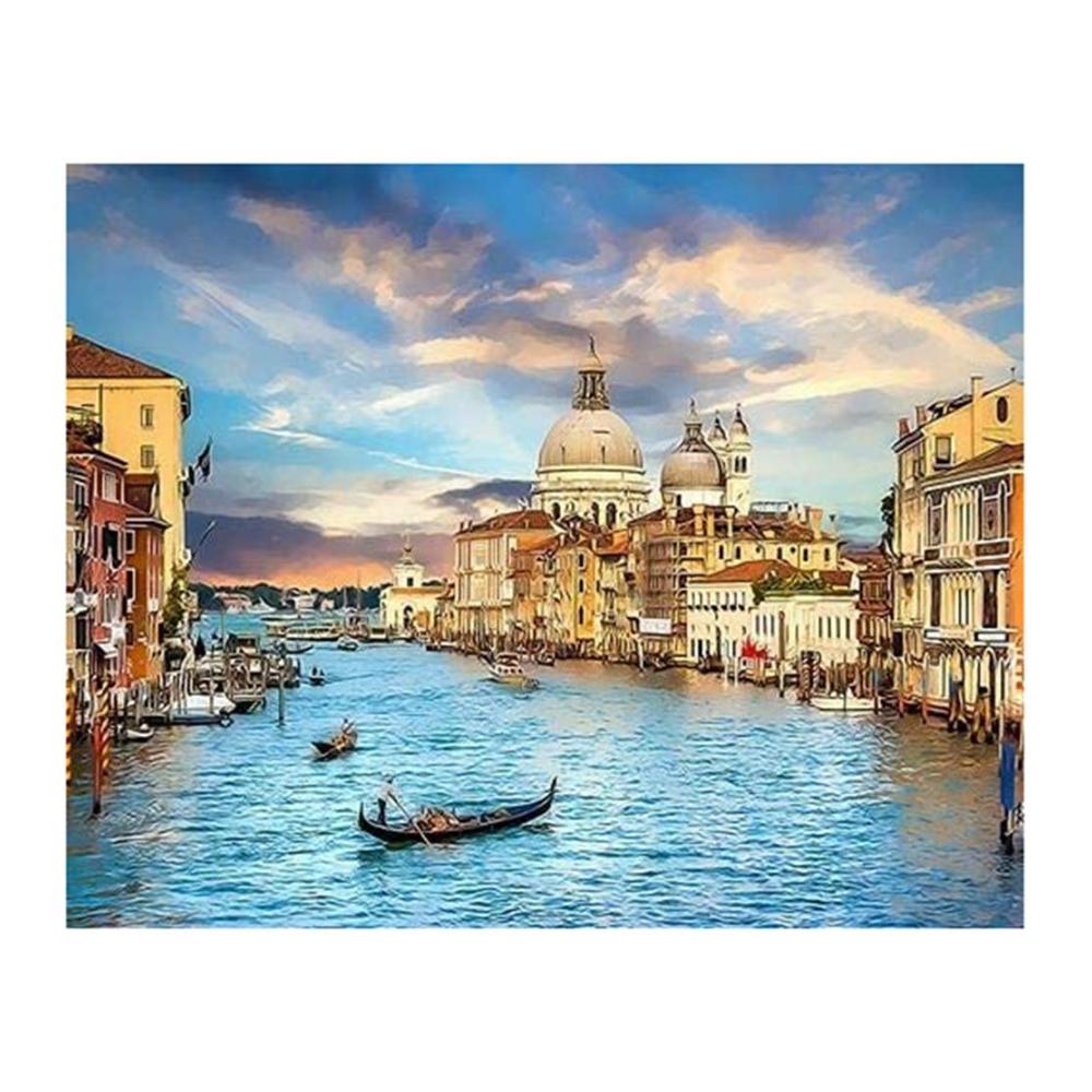 Exquisites DIY Malerei-Set Venedig-Muster auf Leinwand - Perfektes Zubehör für Künstler - Runde Leinwände inklusive - Ideales Geschenk für Kunstliebhaber