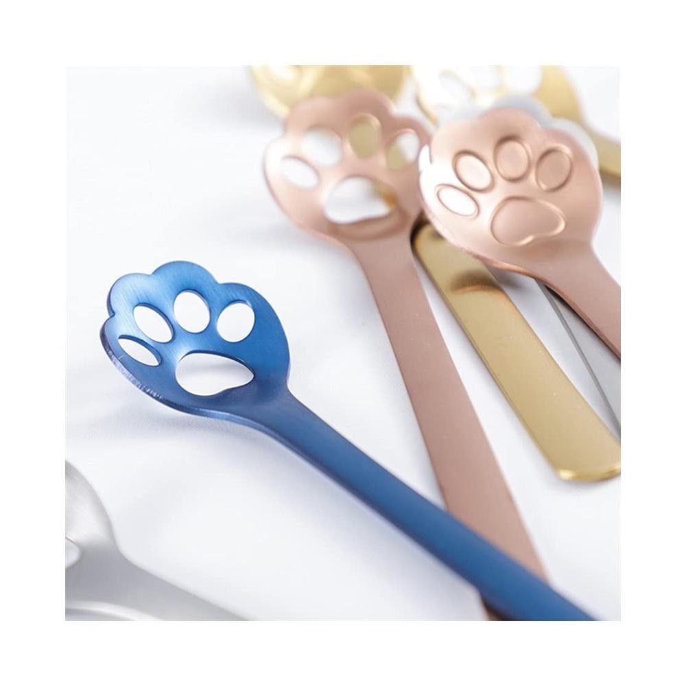 Besteckset Edelstahl Löffel Kreative Gold Hund Katze Pfote Klaue Hohl Rührer Löffel Tee Kaffee Dessert Löffel Nette Küchenwerkzeuge Besteckset für die Heimküche - Hochwertiges Roségold-Set inklusive Tiermotiven - Perfekt für Haustierliebhaber und stilvolle Tischdekoration