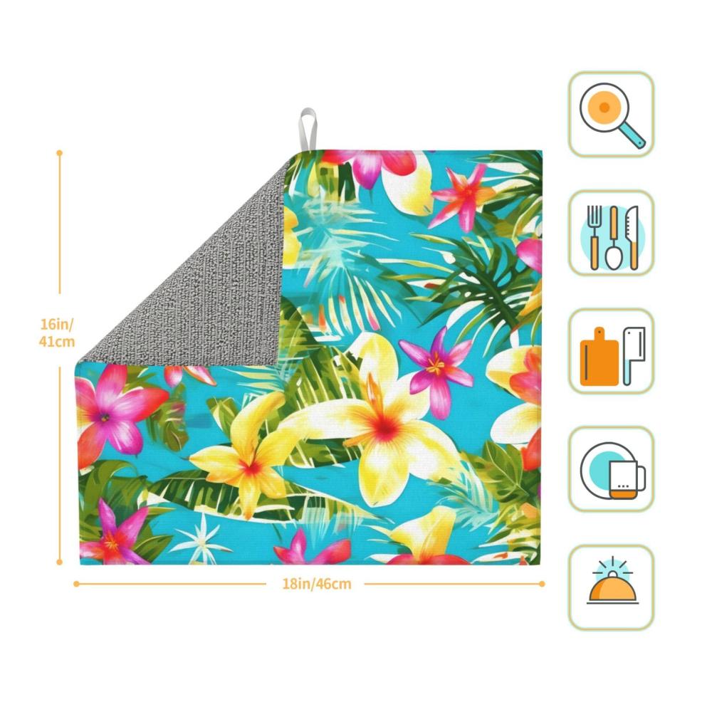 Entdecken Sie den Sommerstil Super saugfähige Mikrofaser-Geschirrtrocknungsmatte mit hawaiianischem Flair – Perfekte Abtropfmatte für Ihre Küche
