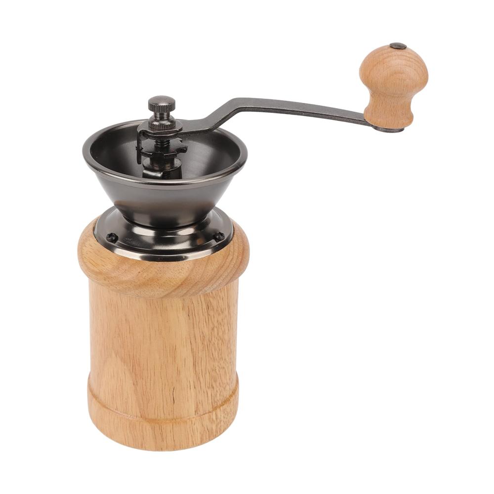 Manuelle Kaffeemühle aus Edelstahl und Holz | Handgemachte Retro-Kaffeemühle für frischen Kaffee | Handkaffeemühle für aromatische Genüsse | Helle Farbe