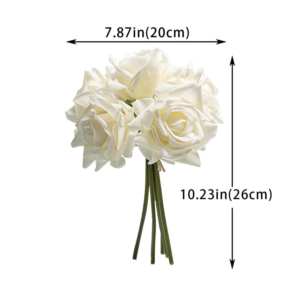 DUYONE Künstliche Rosen - 10er Set Seidenblumenstrauß mit echter Haptik für Zuhause Party & Hochzeit Dekoration - Hochwertige Kunstblumen in Weiß