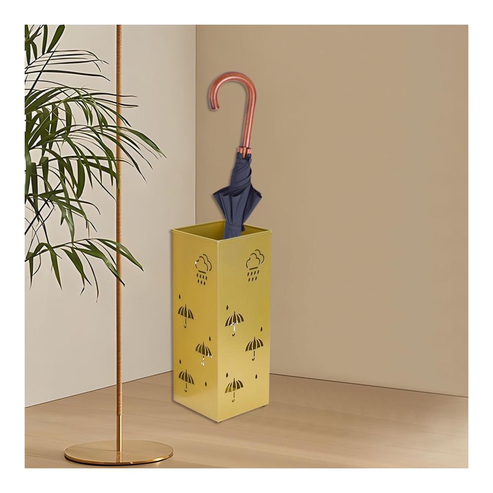 Moderner quadratischer Metall Schirmständer - Regenschirmbehälter und Dekorative Vase für Heim und Büro - Organizer mit St