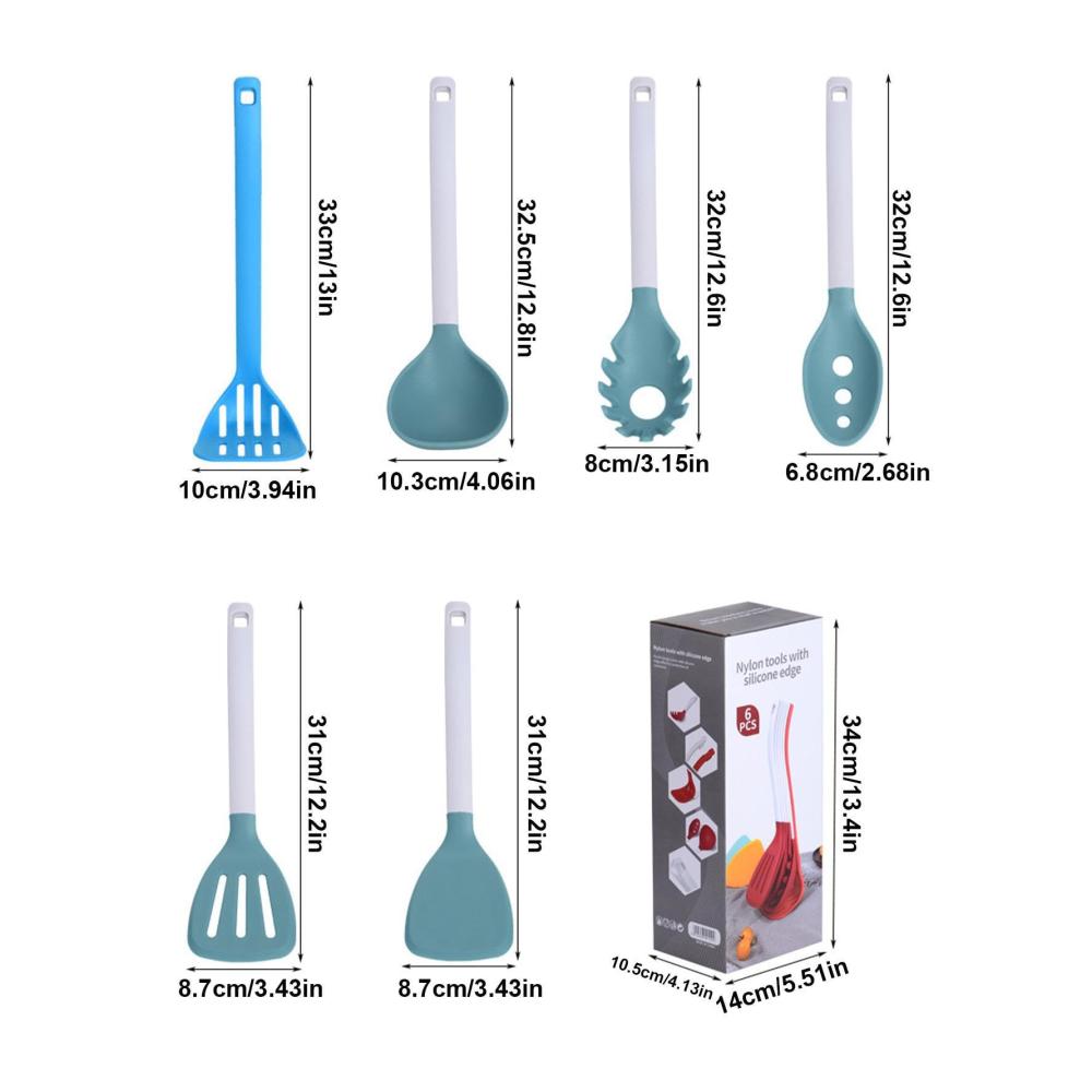 Lvtfco Pfannenwender Set 6-teilig | Silikonspatel Küchenset für Suppen Braten & Kochen von Nudeln | Hitzebeständige Kochutensilien zum einfachen Wenden & Servieren | Ergonomischer Griff