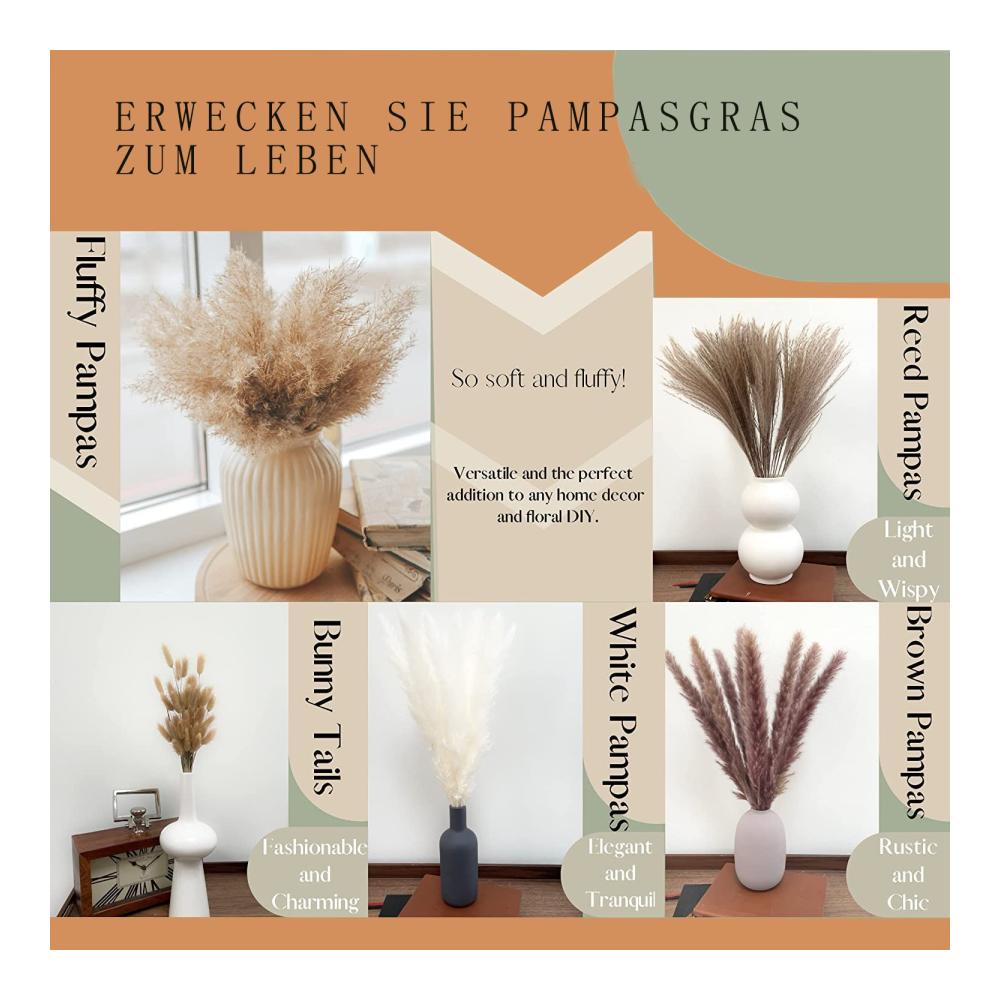 Erfrischend natürliche Dekoration Getrocknete Pflanzen - Pampasgras Bouquet für stilvolle Boho-Heimdekoration und atemberaubende Hochzeitsarrang