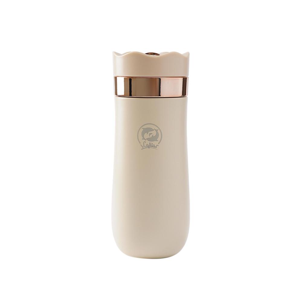 Hochwertige Thermosflasche Isolierter Kaffeebecher für unterwegs | Auslaufsicherer Deckel | Wiederverwendbar | Perfekt für Büro Reisen & Outdoor | Gold-Design