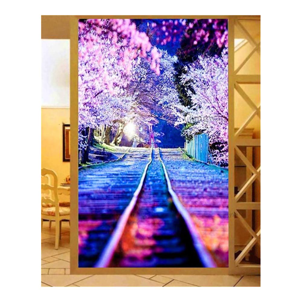 5D Diamant Malerei Set 40x80cm Sakura-Landschaft - Vorbedruckte Sets für Kinder und Erwachsene - Komplettes DIY Diamond Painting Zubehör - Weihnachtsbasteln und Home Decor Crystal Art