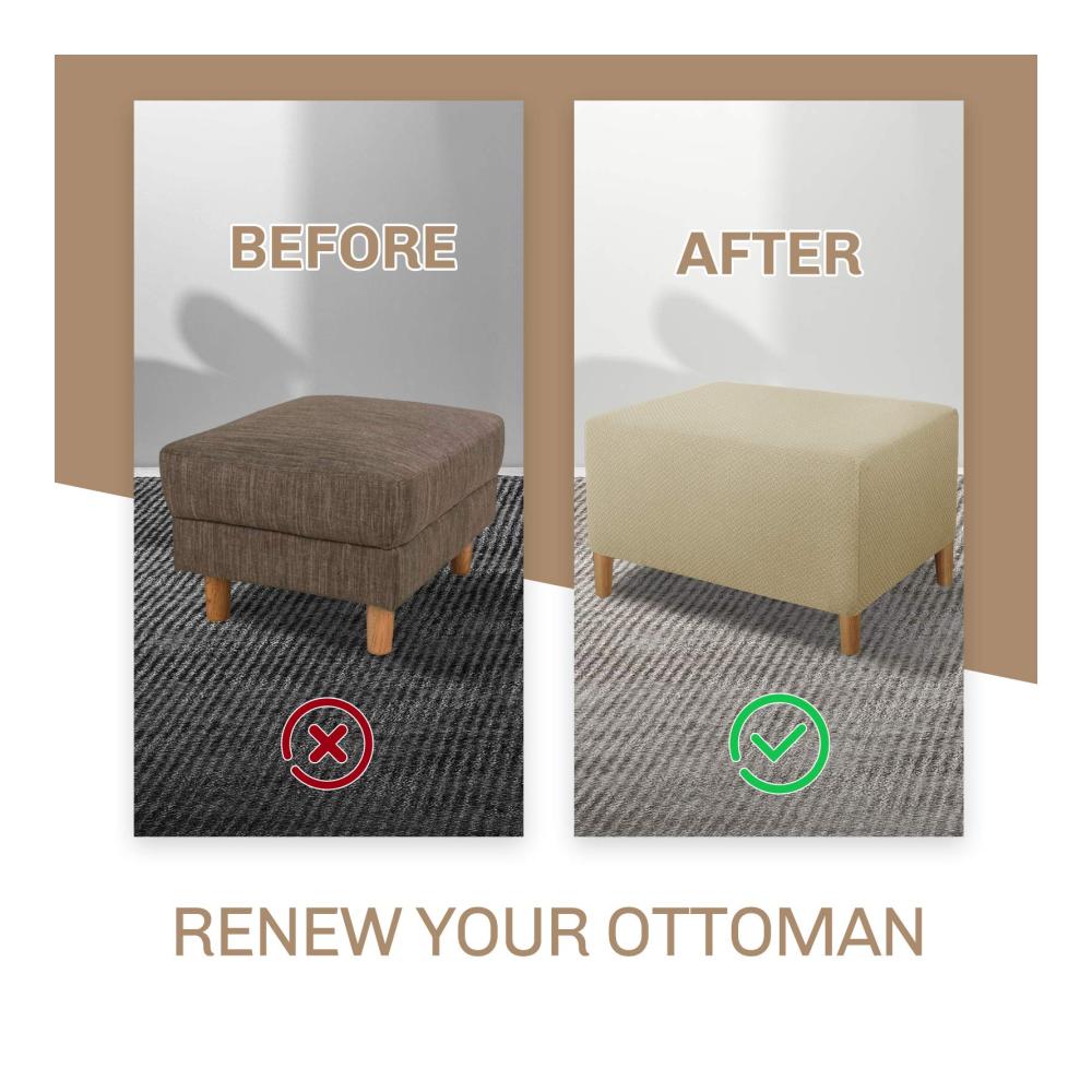 Erleben Sie ultimativen Komfort mit unseren hochwertigen Sitzauflagen - Stretch-Bezug für Fußhocker & Ottomane. Stilvoll strapazierfähig rechteckig & in Beige. Perfekt für entspannte Momente