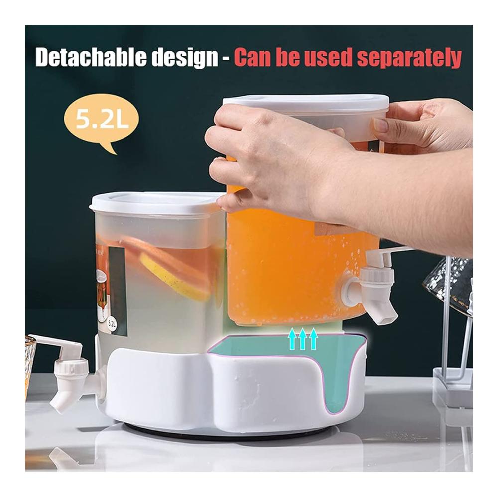 Premium 52 l Kühler & Wasserspender | 360° drehbarer Getränkespender für Kühlschrank | Hitzebeständiger Saftspender mit Zapfhahn | Ideal für -20 ℃ ~ 120 ℃ | Abnehmbarer Behälter