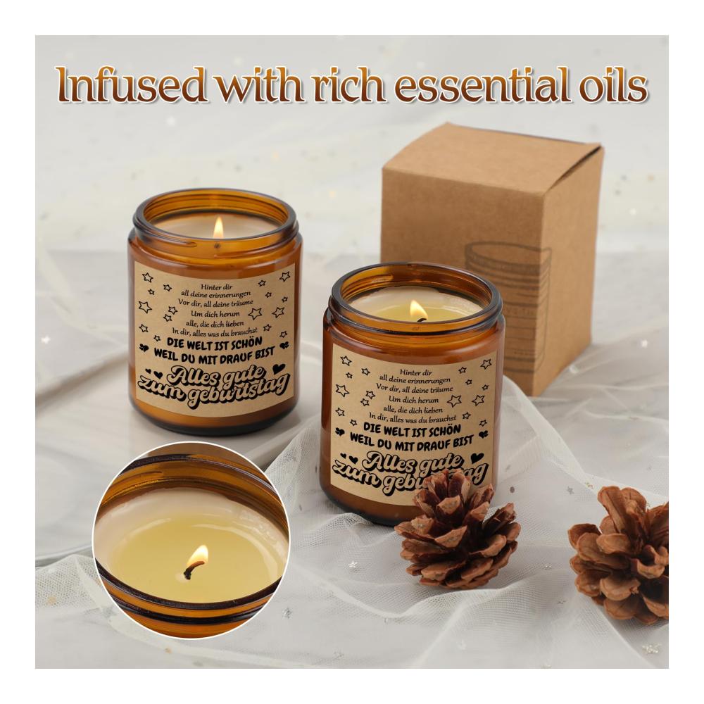 Premium Kerzen im Glas Set | Aromatherapie Kerze | Besonderes Geschenk für Frauen | Geburtstagsgeschenk für Beste Freundin Familie Kollegen | Handgegossene Kerzen | 18. 30. 40. 50. Geburtstag