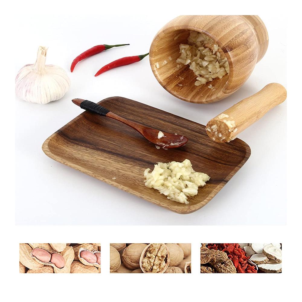 NC Holzmörser Set Mörser & Stößel Set - Hochwertiges Handbuch-Set für Gewürze Kräuter und mehr - Küchenmörser aus Holz für einfaches Mahlen - Traditionelles Design für die moderne Küche