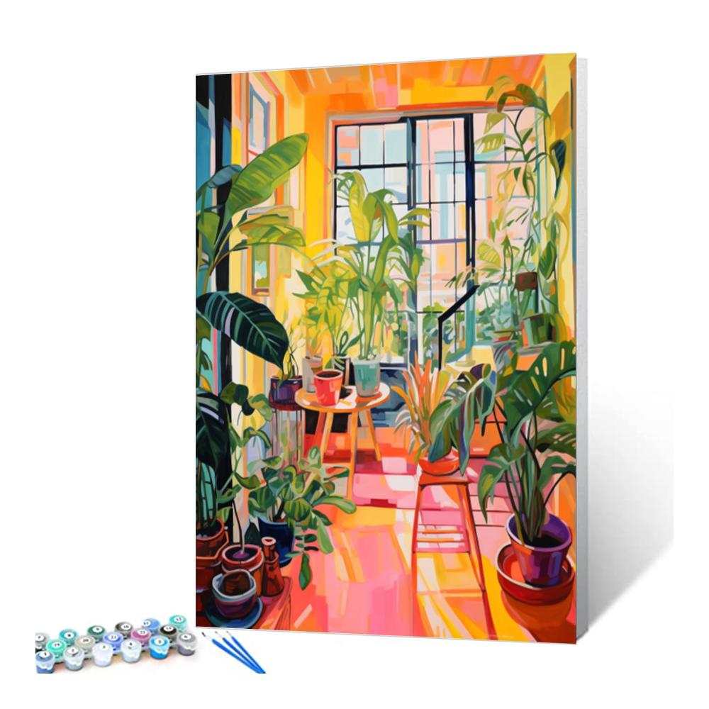 Entdecken Sie die Kreativität mit unseren Farben & Lacken! Tropisches grünes Blatt Topfpflanze Malen nach Zahlen Kit für Erwachsene – DIY Leinwand Ölgemälde Acryl-Pigment-Kits für modernen Stil und Heimwandkunst Dekor – Tolles Geschenk 40